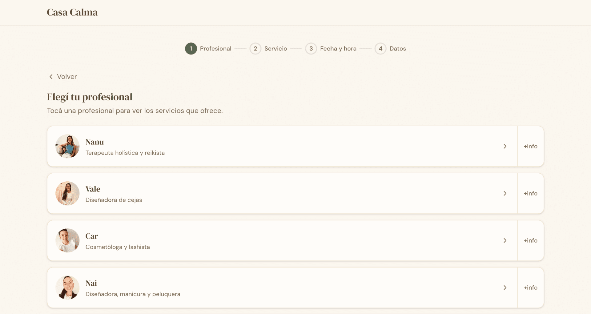 Casa Calma — funnel de reserva del cliente