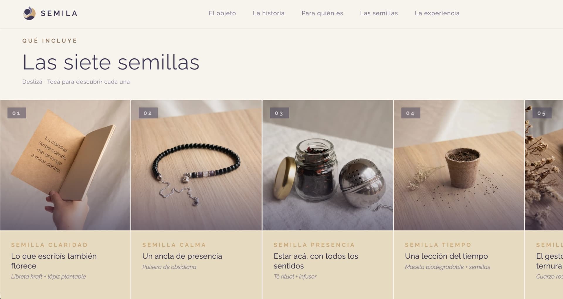 SEMILA — grid de las siete semillas en el sitio
