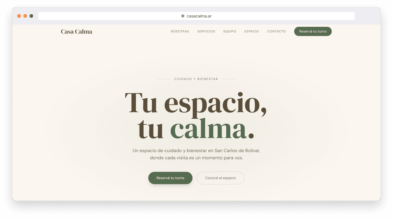 Casa Calma sitio web